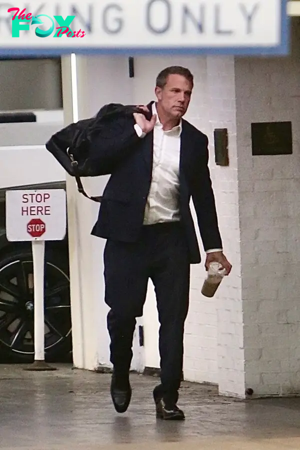 Ben Affleck walking in a suit in LA