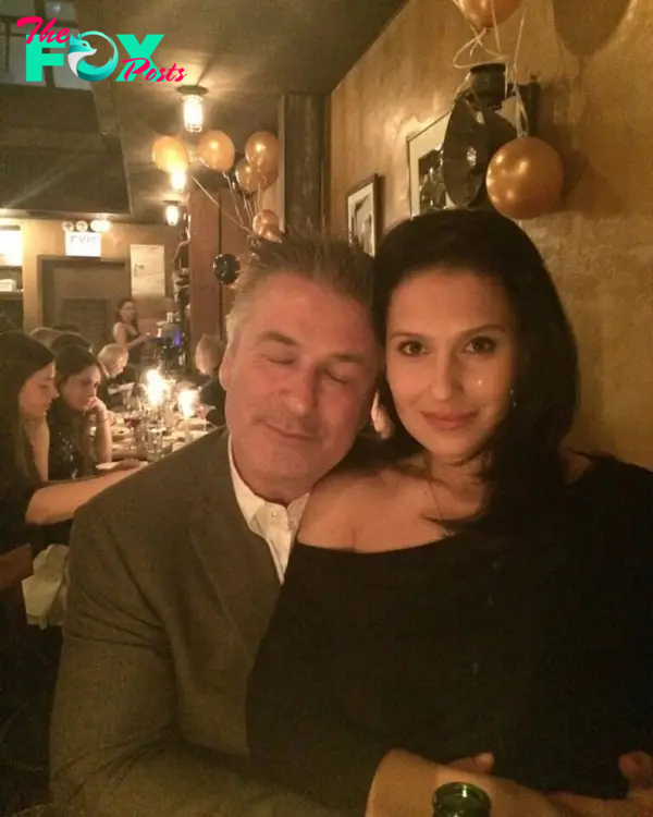Alec and Hilaria Baldwin pictured at dinner.