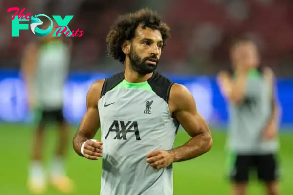 SINGAPORE - Saturday, July 29, 2023: Liverpool's Mohamed Salah during a training session ahead of the pre-season friendly match between Liverpool FC and Leicester City FC at the Singapore National Stadium. (Pic by David Rawcliffe/Propaganda)