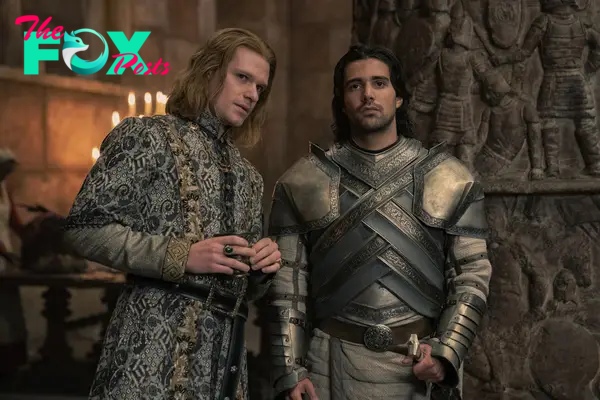 Solly McLeod as Joffrey Lonmouth and Fabien Frankel as Criston Cole in 'House of the Dragon' Season 1, Episode 5.