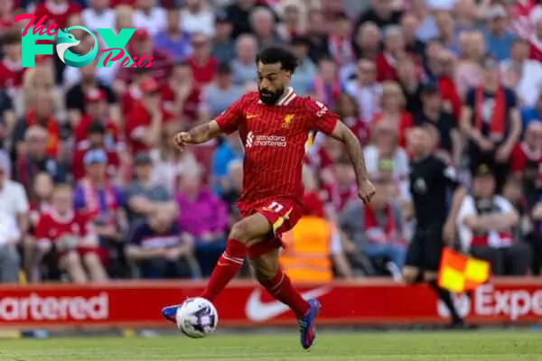 LIVERPOOL, ENGLAND - Saturday, May 18, 2024: Liverpool's Mohamed Salah during the FA Premier League match between Liverpool FC and Wolverhampton Wanderers FC at Anfield. Liverpool won 2-0. (Photo by David Rawcliffe/Propaganda)