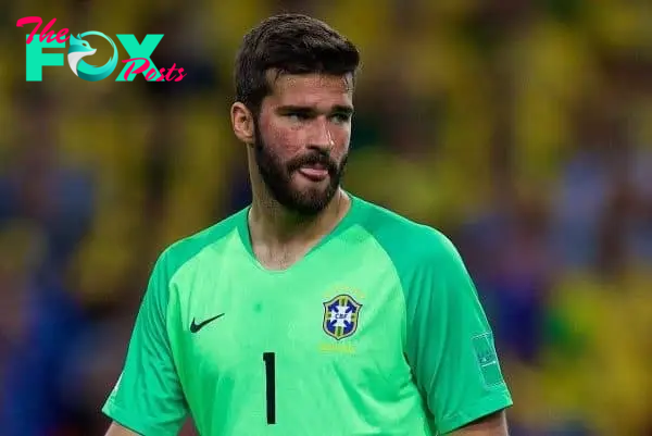 MOSCOW, RUSSIA - Wednesday, June 27, 2018: Brazil's goalkeeper Alisson Becker during the FIFA World Cup Russia 2018 Group E match between Serbia and Brazil at the Spartak Stadium. (Pic by David Rawcliffe/Propaganda)