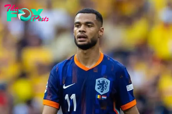 MUNICH, GERMANY - Tuesday, July 2, 2024: Netherlands' Cody Gakpo during the UEFA Euro 2024 Round of 16 match between Romania and the Netherlands at the Allianz Arena. (Photo by David Rawcliffe/Propaganda)