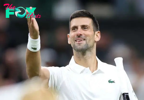 Serbian Novak Djokovic after winning in the third round at Wimbledon.