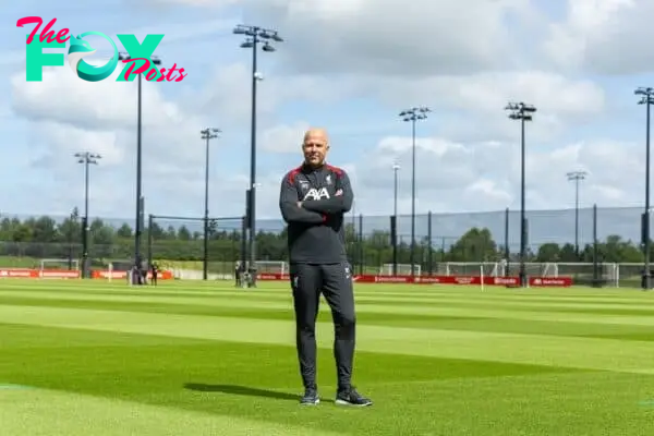 KIRKBY, ENGLAND - Friday, July 5, 2024: Liverpool's new head coach Arne Slott is presented at a photo call at the club's AXA Training Centre. (Photo by David Rawcliffe/Propaganda)