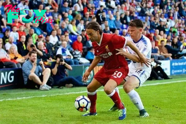BIRKENHEAD, ENGLAND - Wednesday, July 12, 2017: Liverpool's Lazar Markovic in action against Tranmere Rovers during a preseason friendly match at Prenton Park. (Pic by David Rawcliffe/Propaganda)