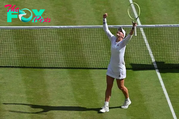 After two hours of action the Czech star completed a three-set victory to clinch her first Wimbledon title.