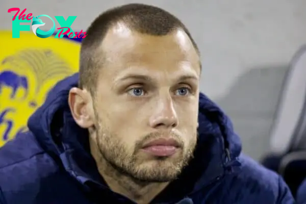 WEST BROMWICH, ENGLAND - Monday, January 20, 2014: Everton's John Heitinga on the substitute's bench before the Premiership match against West Bromwich Albion at the Hawthorns. (Pic by David Rawcliffe/Propaganda)