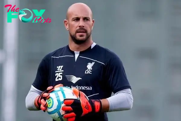 BOSTON, USA - Tuesday, July 22, 2014: Liverpool's goalkeeper Jose Reina during a training session at Fenway Park in Boston on two one of the club's USA Tour. (Pic by David Rawcliffe/Propaganda)