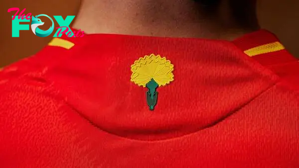 ¿Por qué la camiseta de España tiene una flor amarilla en el cuello?