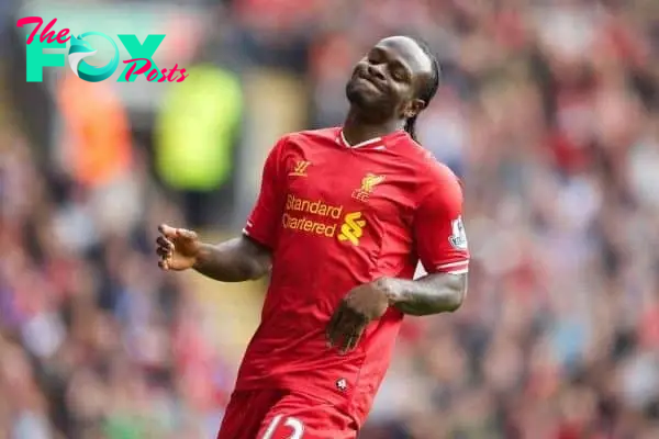LIVERPOOL, ENGLAND - Saturday, October 5, 2013: Liverpool's Victor Moses in action against Crystal Palace during the Premiership match at Anfield. (Pic by David Rawcliffe/Propaganda)