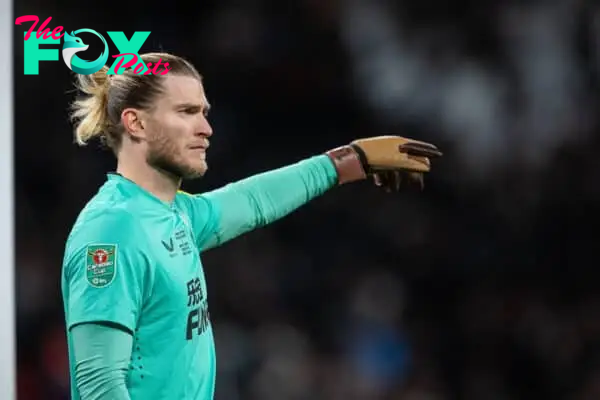 LONDON, ENGLAND - Sunday, February 26, 2023: Newcastle United's goalkeeper Loris Karius during the Football League Cup Final match between Manchester United FC and Newcastle United FC at Wembley Stadium. (Pic by David Rawcliffe/Propaganda)