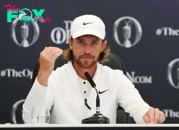 England's Tommy Fleetwood during a press conference 