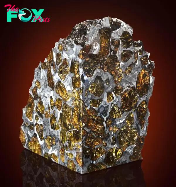 Polished piece of a rare Fukang Pallasite meteorite, found in the Gobi  Desert : r/pics