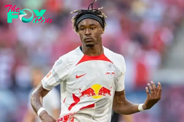 LEIPZIG, GERMANY - Thursday, July 21, 2022: RB Leipzig's Mohamed Simakan during a pre-season friendly match between RB Leipzig and Liverpool FC at the Red Bull Arena. Liverpool won 5-0. (Pic by David Rawcliffe/Propaganda)
