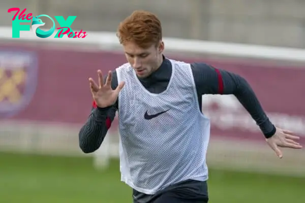 LONDON, ENGLAND - Friday, November 6, 2020: Liverpool's Sepp Van Den Berg during the pre-match warm-up before the Premier League 2 Division 1 match between West Ham United FC Under-23's and Liverpool FC Under-23's at Rush Green. Liverpool won 4-2. (Pic by David Rawcliffe/Propaganda)