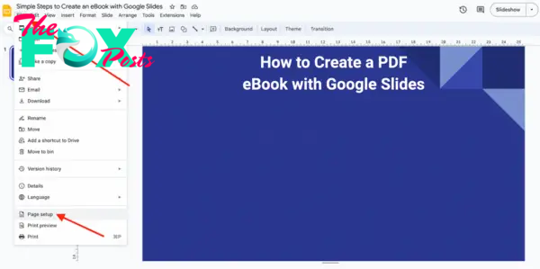 Page Setup in Google Slides