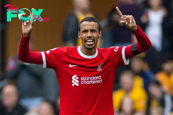 WOLVERHAMPTON, ENGLAND - Saturday, September 16, 2023: Liverpool's Joël Matip during the FA Premier League match between Wolverhampton Wanderers FC and Liverpool FC at Molineux Stadium. Liverpool won 3-1. (Pic by David Rawcliffe/Propaganda)