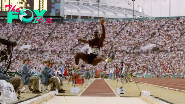 Carl Lewis dominated on the track and won four Olympic long jump medals. 