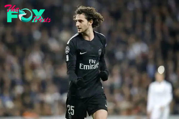 Paris Saint-Germain's Adrien Rabiot celebrates goal during Champions League Round of 16 1st leg match. February 14,2018. (Photo by Acero/Alter Photos/Sipa USA)