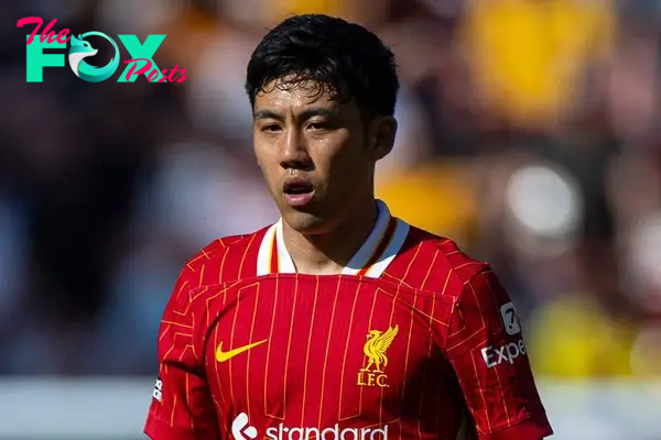 LIVERPOOL, ENGLAND - Saturday, May 18, 2024: Liverpool's Wataru Endo during the FA Premier League match between Liverpool FC and Wolverhampton Wanderers FC at Anfield. Liverpool won 2-0. (Photo by David Rawcliffe/Propaganda)