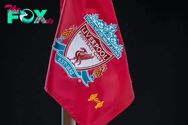 LIVERPOOL, ENGLAND - Thursday, March 14, 2024: Liverpool's crest on a corner flag seen during the UEFA Europa League Round of 16 2nd Leg match between Liverpool FC and AC Sparta Praha at Anfield. Liverpool won 6-1, 11-2 on aggregate. (Photo by David Rawcliffe/Propaganda)