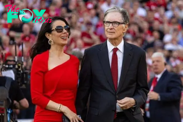 LIVERPOOL, ENGLAND - Saturday, May 18, 2024: Liverpool's owner John W. Henry (R) and wife Linda Pizzuti during the FA Premier League match between Liverpool FC and Wolverhampton Wanderers FC at Anfield. (Photo by David Rawcliffe/Propaganda)