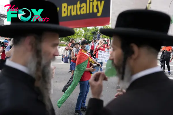 Hasidic Jews and others protest Israeli Prime Minister Benjamin Netanyahu's policies near the U.S. Capitol in Washington, D.C., on July 24, 2024.