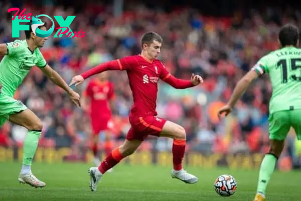 LIVERPOOL, ENGLAND - Sunday, August 8, 2021: Liverpool's Ben Woodburn during a pre-season friendly match between Liverpool FC and Athletic Club de Bilbao at Anfield. The game ended in a 1-1 draw. (Pic by David Rawcliffe/Propaganda)
