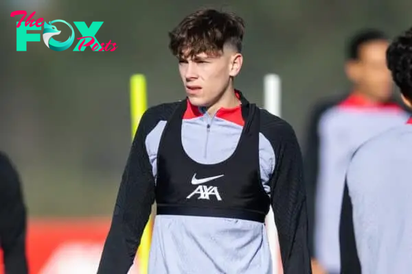 LIVERPOOL, ENGLAND - Tuesday, October 25, 2022: Liverpool's Luke Chambers during a training session at the AXA Training Centre ahead of the UEFA Champions League Group A matchday 5 game between AFC Ajax and Liverpool FC. (Pic by Jessica Hornby/Propaganda)