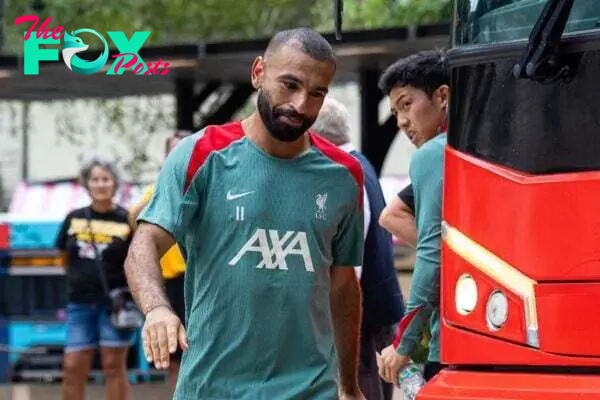 PITTSBURGH - Tuesday, July 23, 2024: Liverpool's Mohamed Salah returns to the team hotel after the team's second training session of the day on day one of the club's pre-season tour of the USA. (Photo by David Rawcliffe/Propaganda)