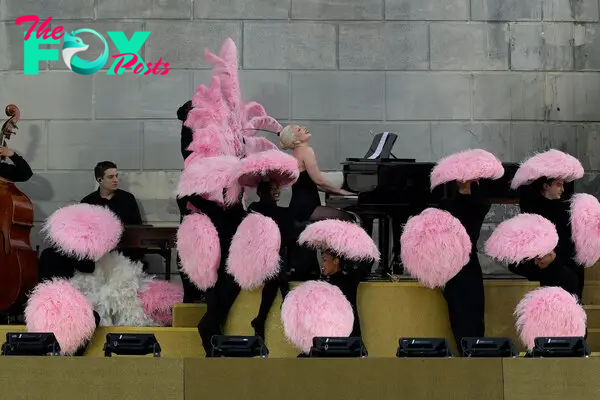 Lady Gaga performs ahead of the opening ceremony.