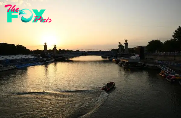 Polluted | The Seine river at the location of the Men's Triathlon course near Pont Alexandre III, the event being postponed to 31 July 'due to water quality'.
