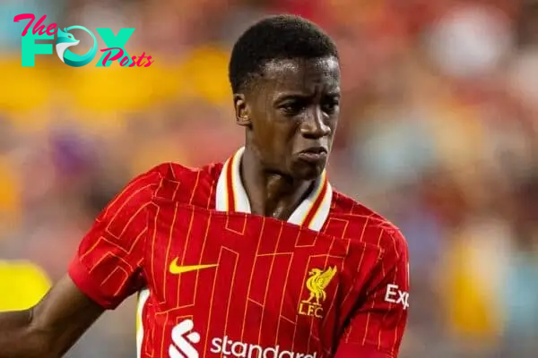 PITTSBURGH - Friday, July 26, 2024: Liverpool's Trey Nyoni during a pre-season friendly match between Liverpool and Real Betis Balompié at the Acrisure Stadium on day three of the club's pre-season tour of the USA. (Photo by David Rawcliffe/Propaganda)