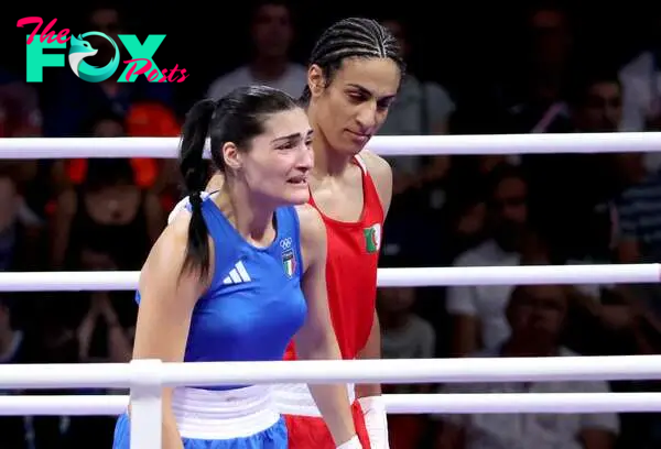 Angela Carini abandons her bout in the Women 66kg preliminaries round of 16 against Imane Khelif.