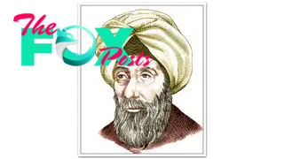 Color enhanced portrait of Hasan Ibn al-Haytham, also known as Alhazen. He was a (965-1040) was a Muslim scientist and polymath. In this image he is wearing a yellow/gold turban and a red cloak. He has a medium-length beard.