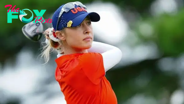 Nelly Korda at the Olympic Games in Tokyo driving at the Kasumigaseki Country Club in Kawagoe.