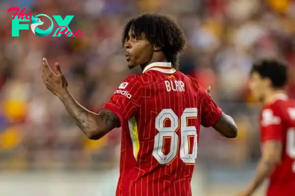 PITTSBURGH - Friday, July 26, 2024: Liverpool's Harvey Blair during a pre-season friendly match between Liverpool and Real Betis Balompié at the Acrisure Stadium on day three of the club's pre-season tour of the USA. Liverpool won 1-0. (Photo by David Rawcliffe/Propaganda)