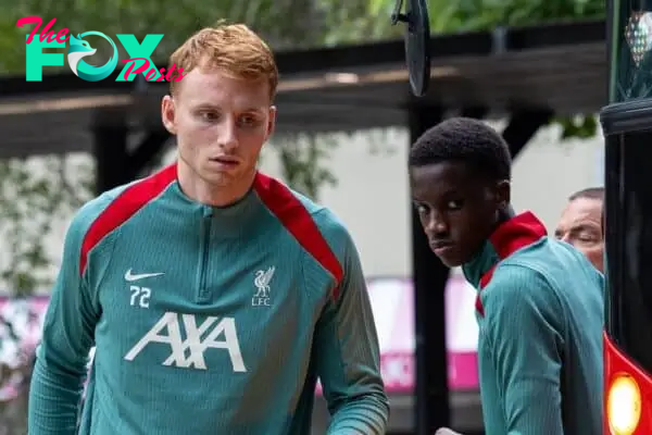 PITTSBURGH - Tuesday, July 23, 2024: Liverpool's Sepp van den Berg returns to the team hotel after the team's second training session of the day on day one of the club's pre-season tour of the USA. (Photo by David Rawcliffe/Propaganda)