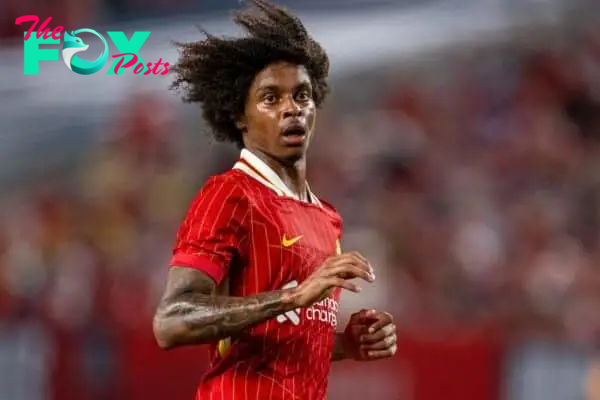 PHILADELPHIA - Wednesday, July 31, 2024: Liverpool's Harvey Blair during a pre-season friendly match between Liverpool FC and Arsenal FC at the Lincoln Financial Field on day eight of the club's pre-season tour of the USA. Liverpool won 2-1. (Photo by David Rawcliffe/Propaganda)