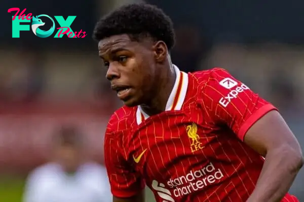 KIRKBY, ENGLAND - Wednesday, August 21, 2024: Liverpool's Keyrol Figueroa Norales during the Premier League International Cup Group C match between Liverpool FC Under-21's and PSV Eindhoven's Under-21's at the Liverpool Academy. (Photo by David Rawcliffe/Propaganda)