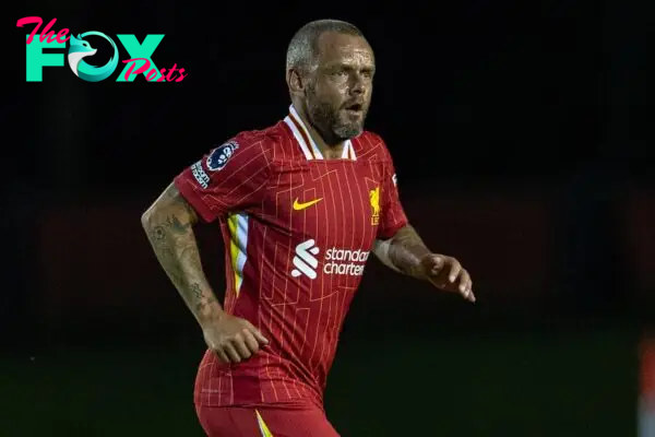 KIRKBY, ENGLAND - Wednesday, August 21, 2024: Liverpool's substitute Jay Spearing during the Premier League International Cup Group C match between Liverpool FC Under-21's and PSV Eindhoven's Under-21's at the Liverpool Academy. (Photo by David Rawcliffe/Propaganda)