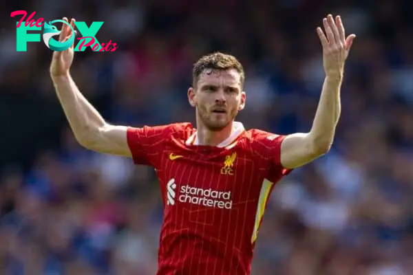 IPSWICH, ENGLAND - Saturday, August 17, 2024: Liverpool's Andy Robertson during the FA Premier League match between Ipswich Town FC and Liverpool FC at Portman Road. (Photo by David Rawcliffe/Propaganda)