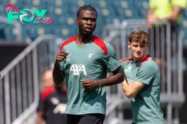 PHILADELPHIA - Sunday, July 28, 2024: Liverpool's Amara Nallo during an open training session at Lincoln Financial Field on day five of the club's pre-season tour of the USA. (Photo by David Rawcliffe/Propaganda)