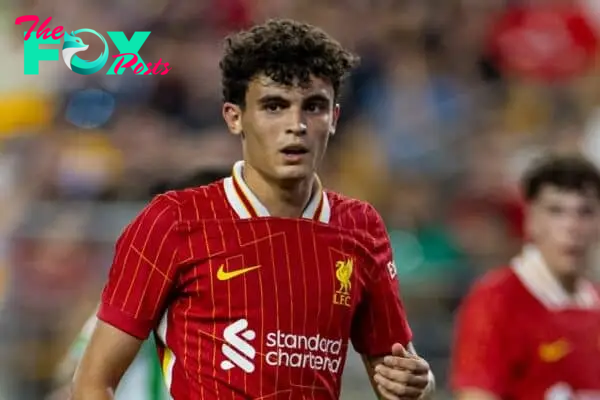 PITTSBURGH - Friday, July 26, 2024: Liverpool's Stefan Bajcetic during a pre-season friendly match between Liverpool and Real Betis Balompié at the Acrisure Stadium on day three of the club's pre-season tour of the USA. Liverpool won 1-0. (Photo by David Rawcliffe/Propaganda)