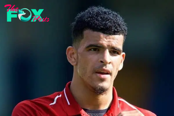 BURY, ENGLAND - Saturday, July 14, 2018: Liverpool's Dominic Solanke during a preseason friendly match between Bury FC and Liverpool FC at Gigg Lane. (Pic by Paul Greenwood/Propaganda)