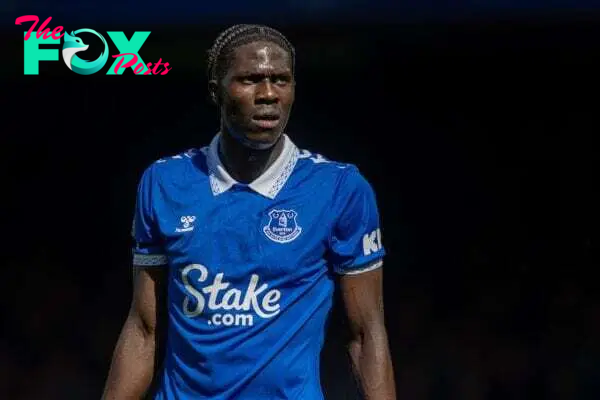 LIVERPOOL, ENGLAND - Saturday, August 12, 2023: Everton's Amadou Onana during the FA Premier League match between Everton FC and Fulham FC at Goodison Park. Fulham won 1-0. (Pic by David Rawcliffe/Propaganda)