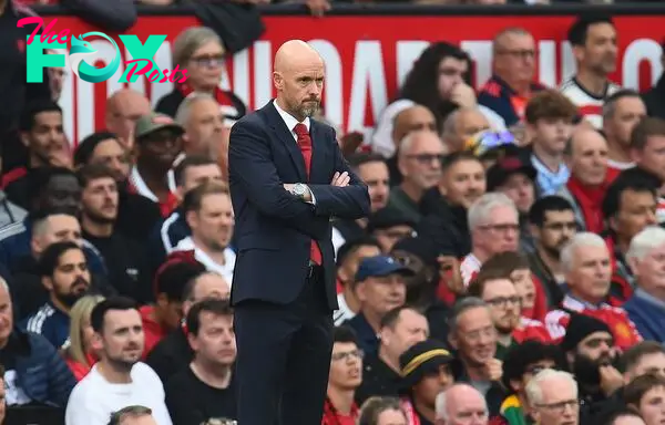 Manchester United manager Erik ten Hag reacts 