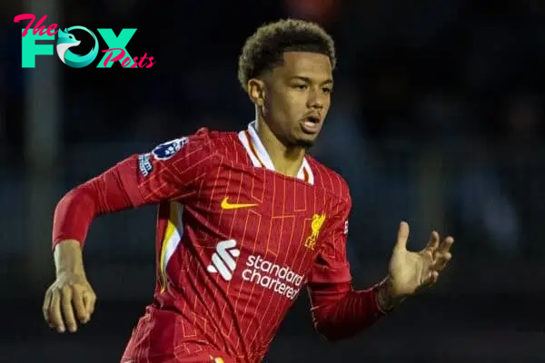 KIRKBY, ENGLAND - Wednesday, August 21, 2024: Liverpool's Ranel Young during the Premier League International Cup Group C match between Liverpool FC Under-21's and PSV Eindhoven's Under-21's at the Liverpool Academy. (Photo by David Rawcliffe/Propaganda)