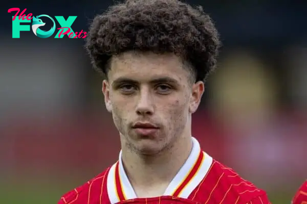 KIRKBY, ENGLAND - Wednesday, August 21, 2024: Liverpool's Kieran Morrison lines-up before the Premier League International Cup Group C match between Liverpool FC Under-21's and PSV Eindhoven's Under-21's at the Liverpool Academy. PSV won 4-0. (Photo by David Rawcliffe/Propaganda)